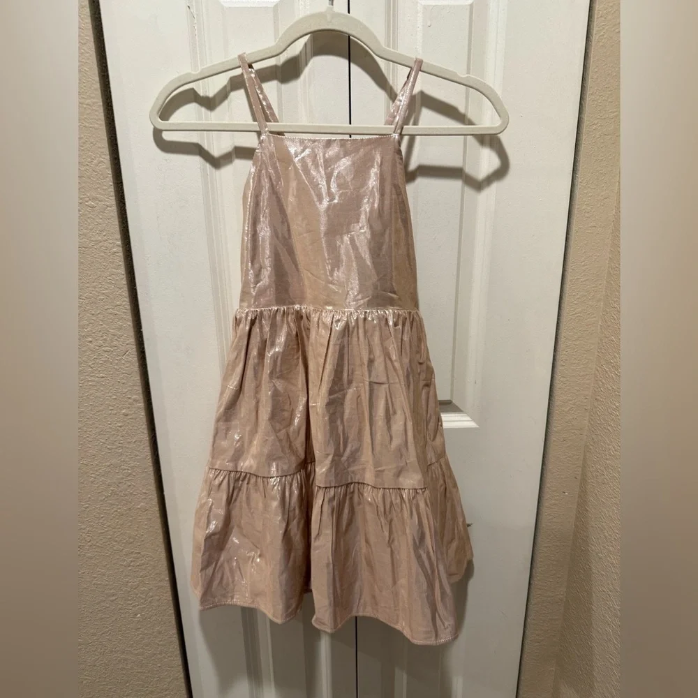 Gap Kids Metallic Tiered Dress in Champagne color , size M(8) New